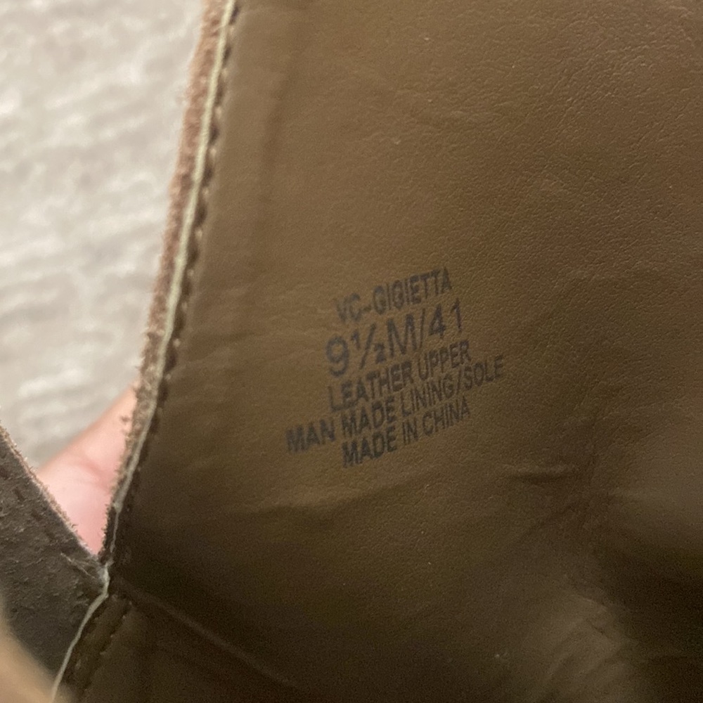 Vince Camuto Gigietta Suede Block Heel Western Cowboy Ankle Boots BrownTan s 9.5 - Picture 10 of 12